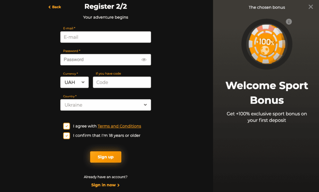 Casino Aviator Biamo Registration Step2
