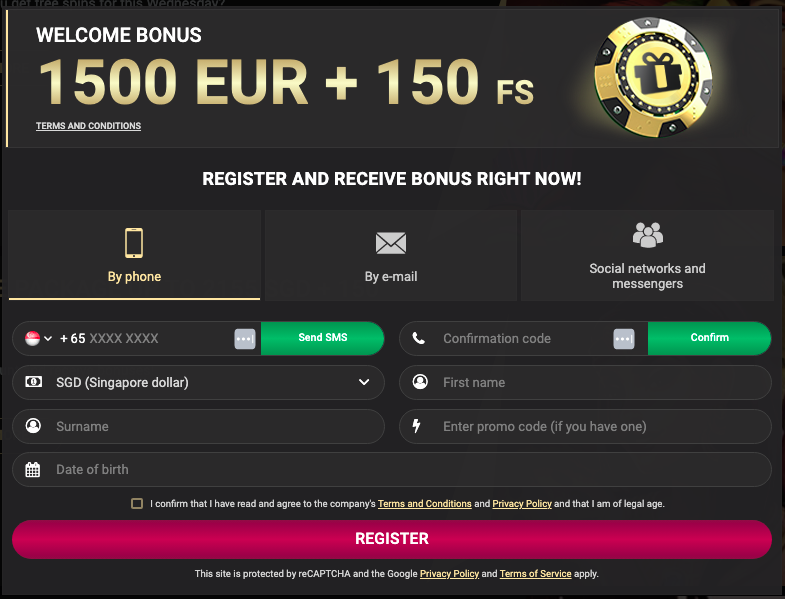 Registration in 1xSlots to play Aviator
