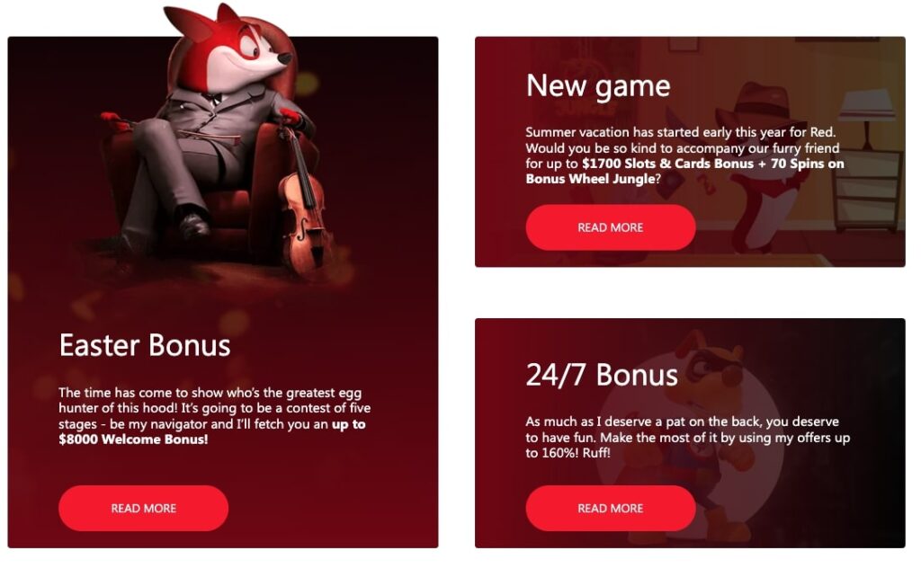 Bonuses at Red Dog Casino
