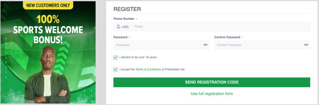 Registo no Premier Bet Navigator