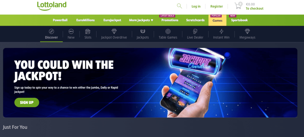 LottoLand Casino official website