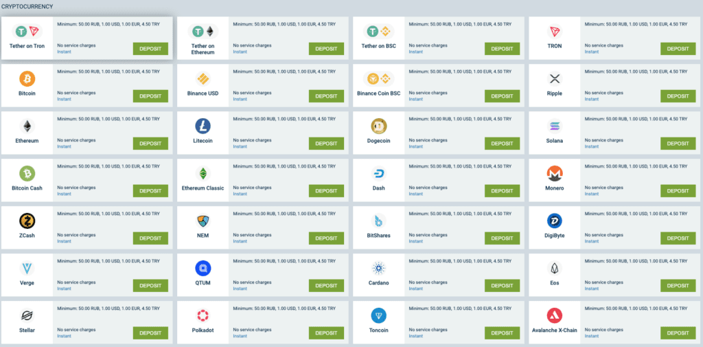 Métodos de PAGO de CRYPTOCURRENCY 1xBet