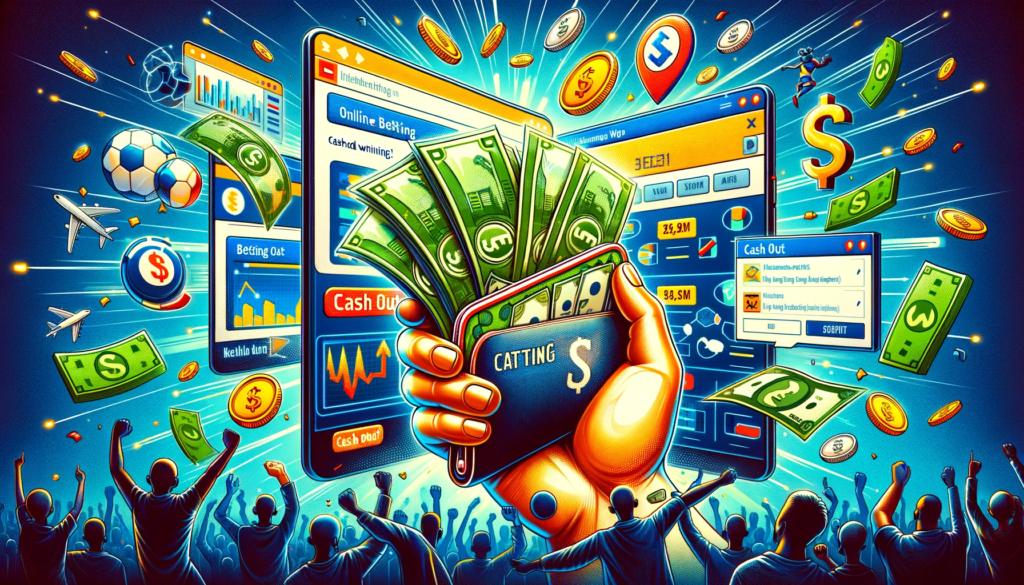 Online betting concept art with cash out feature and celebrating individuals in Kenya