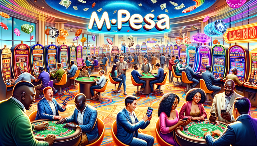 Online Casino Lobby with Diverse Players Using M-Pesa